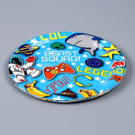 Paper plate "Birthday", in the set 6 pcs., Blue color-1