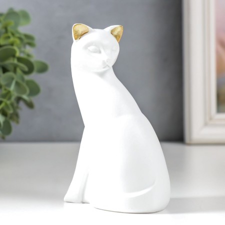 Polystone souvenir "White cat with golden ears" 4x6.5x10.7 cm