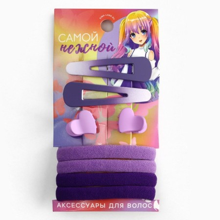 Hairpins, elastic bands, hair crab "tender", purple tones-1