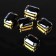 Rhinestones in DSAPs (set 5 pcs), 10x14mm, black color in gold