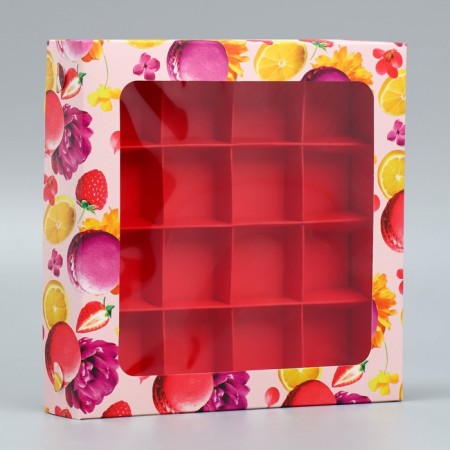 Box for sweets, confectionery packaging, 16 cells with love, 18.9 x 18.9 x 3.8 cm-1