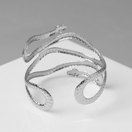 Bracelet Metal "Snake" narrow, silver color-1