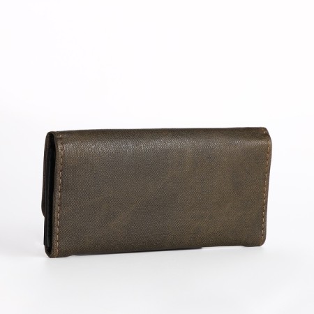 Women's wallet on the button, brown color-1