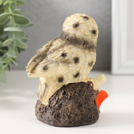 Souvenir Polystone "Owl on a branch with flowers" 8x7x11 cm-2