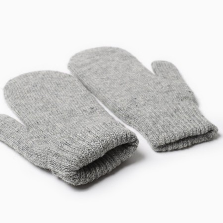 Two -layer woolen mittens, gray color, size m-2