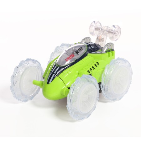 Radio-controlled “Trick” car, works on batteries, lighting effects, green color, green-4
