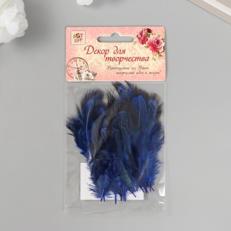 Decorative pheasant feather "Rice. Blue" set 20 pcs h = 5-7 cm-3