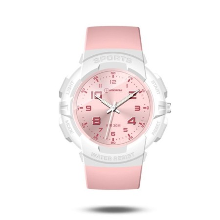 Watch of nursery, d-4.5 cm, silicone strap, 3 atm, pink