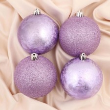 Christmas tree toys, New Year's balls, plastic, di-10 cm set, 4 pcs 