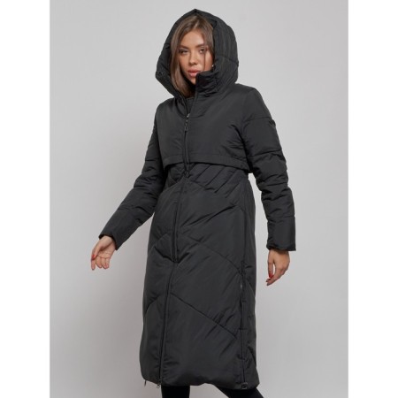 Coat insulated winter female, size 48, black color-5