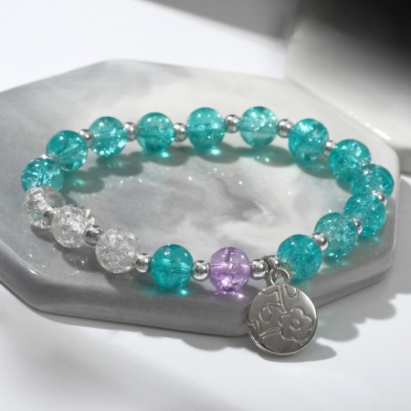 Bracelet "Joy" coin, white-blue color, d = 7-2
