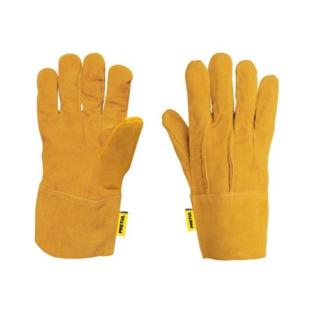 Genuine leather gloves, reinforced, yellow, Truper