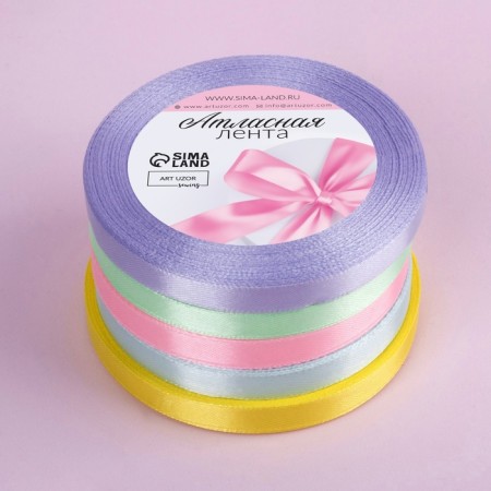 A set of satin ribbons “Tender”, 5 pcs, size 1 tape: 10 mm × 23 ± 1 m-2