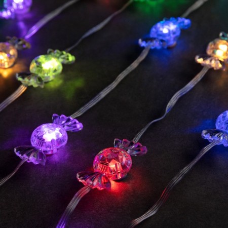 Smart garland “thread” 10 m with nozzles “sweets”, IP20, transparent thread, 66 LED, glow RGB, USB