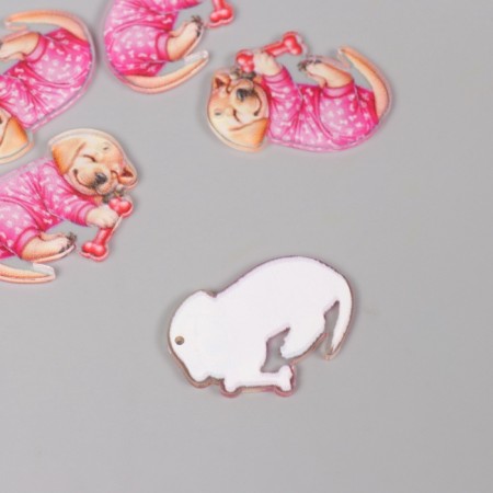 Acryl's decor for the work "Puppy in a pajamas sleeps sweetly with a bone" 2.5x3.4x0.2 cm-1