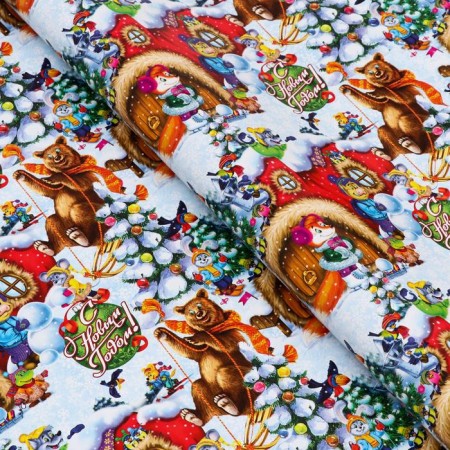 Glossy packaging paper "Holiday in the courtyard", bilateral, 70 x 100 cm-1