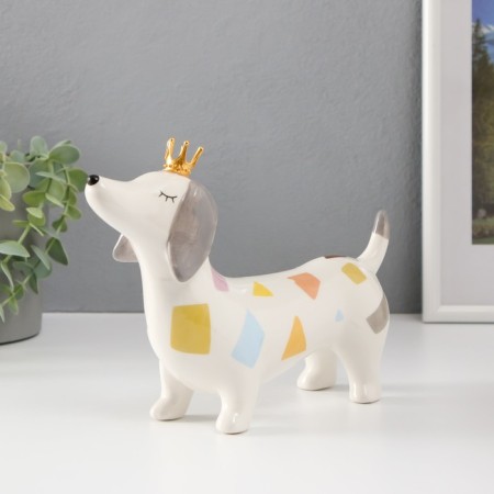 Souvenir Ceramics "Dachshund in the Crown" multi -colored spots 23.2x6.2x15.8 cm