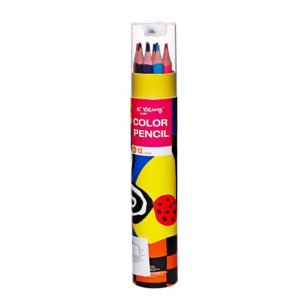 Pencils 12 colors, in a tube, hexagonal, wooden, abstraction-5