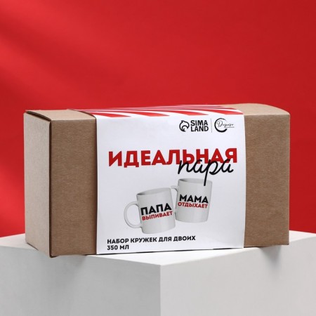 A set of mugs for two “mom is resting, dad drinks”, 2 circles, 320 ml-4