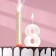 Candle in the cake "Face + Fountain", number "8", pearl, 6.5 cm