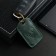 Key leather keychain, label, rectangular, genuine leather, green, deer