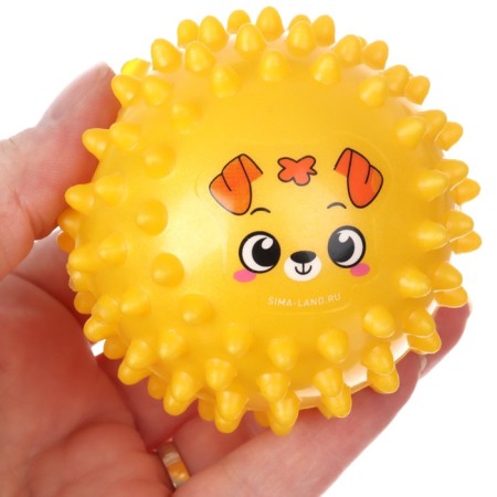 Developing tactile ball "animals", diameter 8 cm., Color mix, crumb I-17