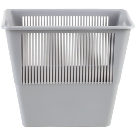 Basket for paper and garbage, 12 liters, plastic, mesh, rectangular, gray-1