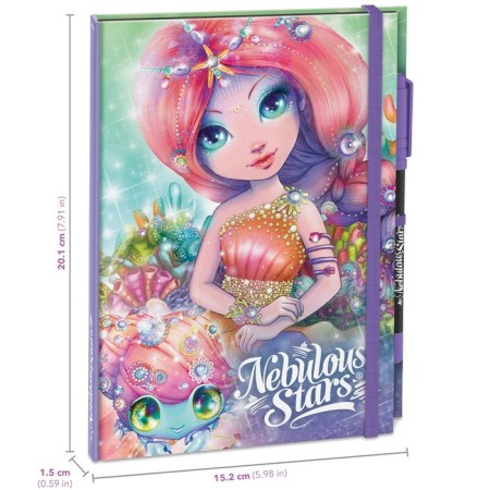 Notepad for a girl Nebulous Stars Coralia, on an elastic band, with a ballpoint pen-2
