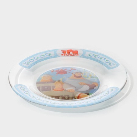 Glass plate "Three heroes", D = 19.5 cm-1