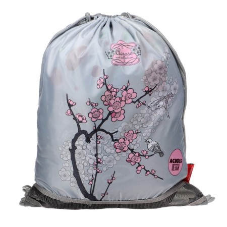 Frame backpack 39 x 29 x 17 cm, Across 410, filling: bag, pencil case, gray/pink ACR22-410-11-14