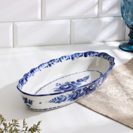Dish "tray", deep, 36x17x6 cm, gzhel-1