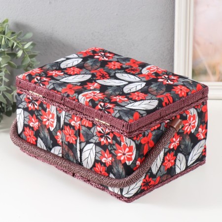 Casket for needlework "Poinsettia on black" 19x26x14.5 cm-4