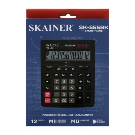 Large table calculator, 12-bit, Skainer SK-555BK, 2 power, 2 memory, 155 x 205 x 35 mm, black-5