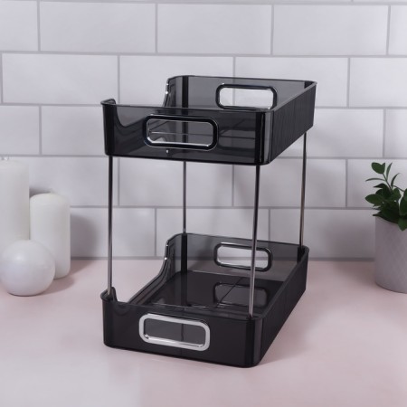 Organizer 2-level 31*20*29cm black/silver k/corner nakl QF-4