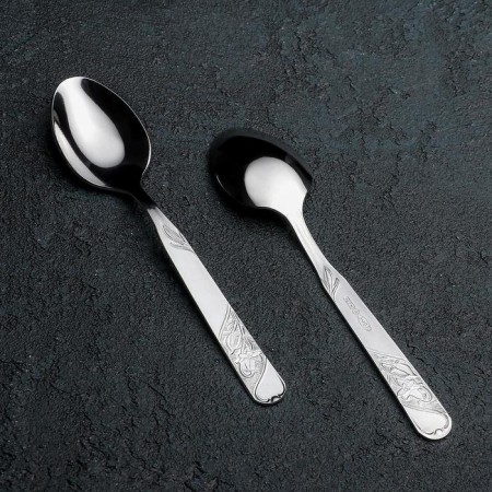 Teaspoon "Economy", h = 14.5 cm, thickness 1.5 mm, silver color