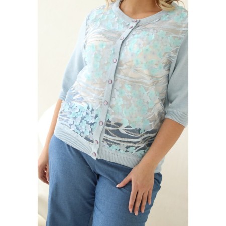 Cardigan female, size 54, blue color-10