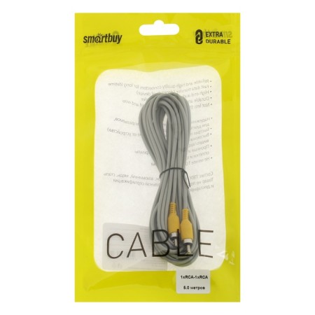 Audio/video cable Smartbuy, 1xrca (M) -1xrca (M), 5 m, gray-2