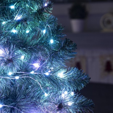 Garland "thread" 10 m Rosa, IP20, silver thread, 100 LED, remote control, glow RGB, USB-7
