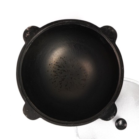 Cast iron cauldron, 12 l, round bottom, aluminum cover-3