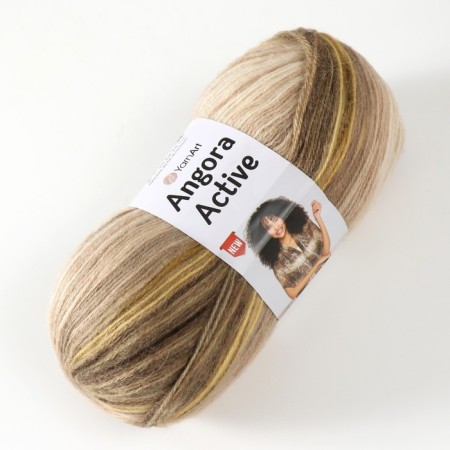 Yarn "Angora Active" 20% wool, 80% acrylic 500m/100g (843 beiga brown)-1