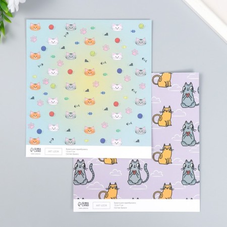 Scrapbooking paper bilateral "cats" density 180 g 15.5x17 cm-1