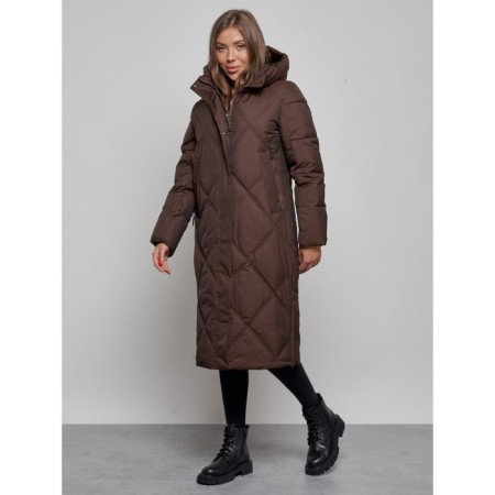 Coat insulated winter feminine, size 44, dark brown color-2