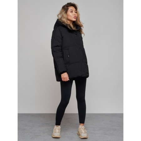 Winter jacket female, size 50, black color-1