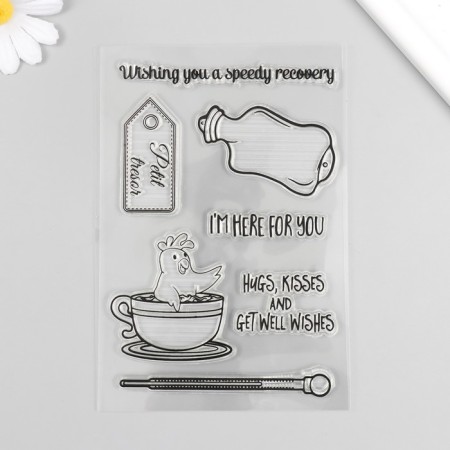 Stamp for creativity Silicon "Chicken in a cup" 16x11 cm