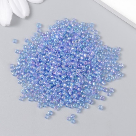 Beads "Astra" 11/0, 20 g (166 St. Blue/Transparent, Rainbow)-1