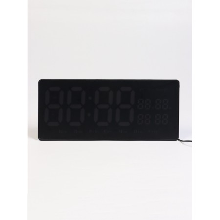 Electronic wall clock, thermometer calendar, 36.2 x 15.5 cm, red numbers 10 x 4.5 cm 1076627-3