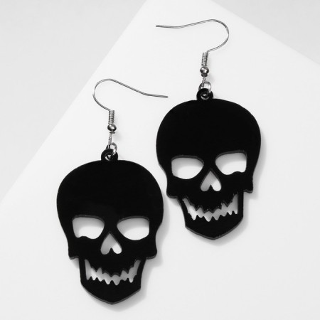 Acryl Earrings "Skulls" are large, black color in silver-2