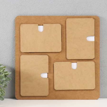 Photo frame LHDF "Love" 33x33 in 4 photos 10x15 cm, col. White oak (plastic screen)-2