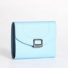 Women's wallet on the button, blue color