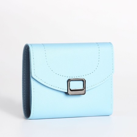 Women's wallet on the button, blue color